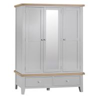 See more information about the Lighthouse Large Wardrobe Grey & Oak 3 Door 2 Drawer With Mirror